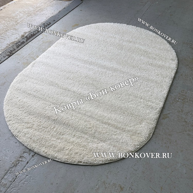 Белый Овальный Ковер С Длинным Ворсом