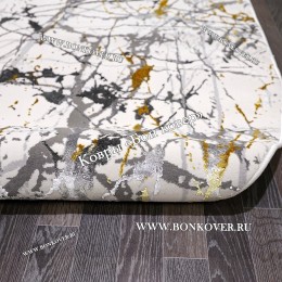 Турецкий Ковер Дизайн 28177 Белый с Золотистым Прямоугольный