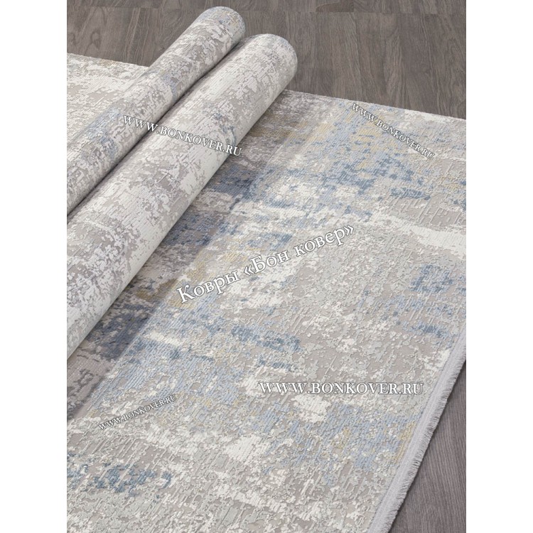 Премиальный Ковер из Артшелка Дизайн 53 Серый с синим